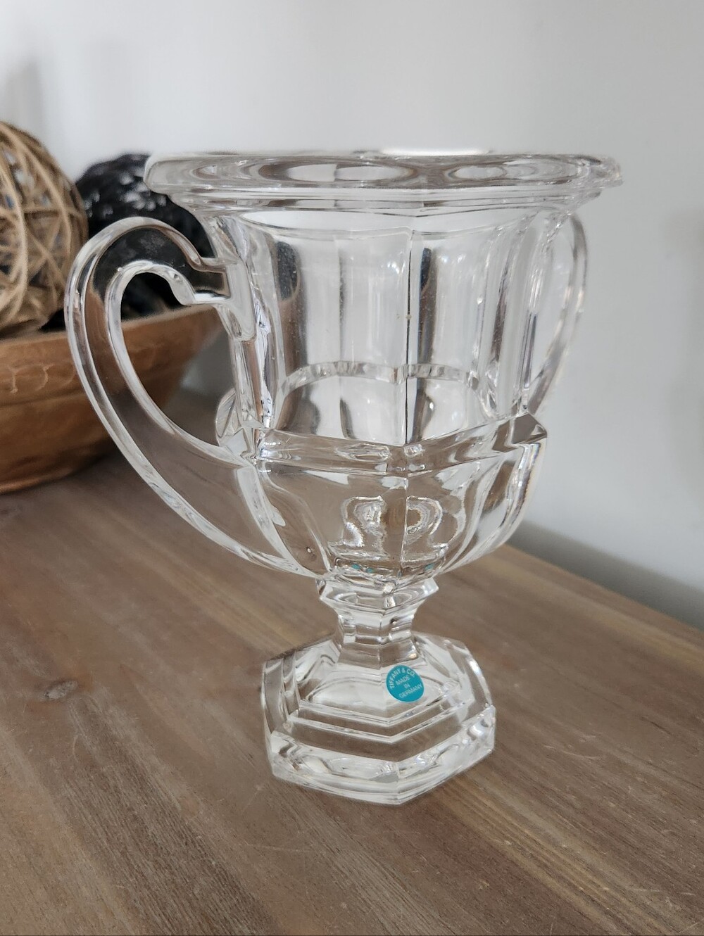 Tiffany & Co Crystal Loving Cup Trophy Vase Double Heart Handles 7” Decor Home - Picture 8 of 15
